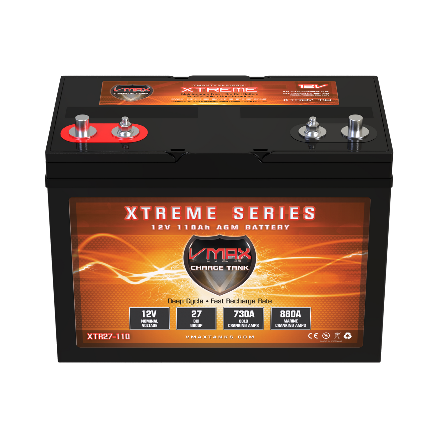 VMAXTANKS XTR27-110 12V 110Ah AGM Deep Cycle Battery