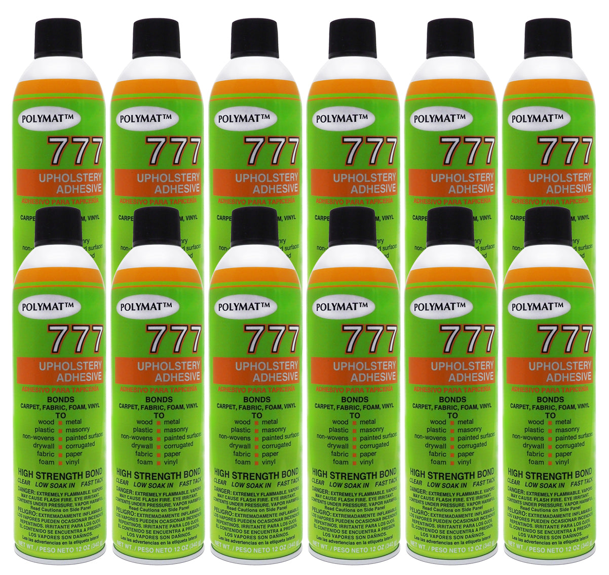 QTY 12: Polymat 777LV Spray Glue Adhesive