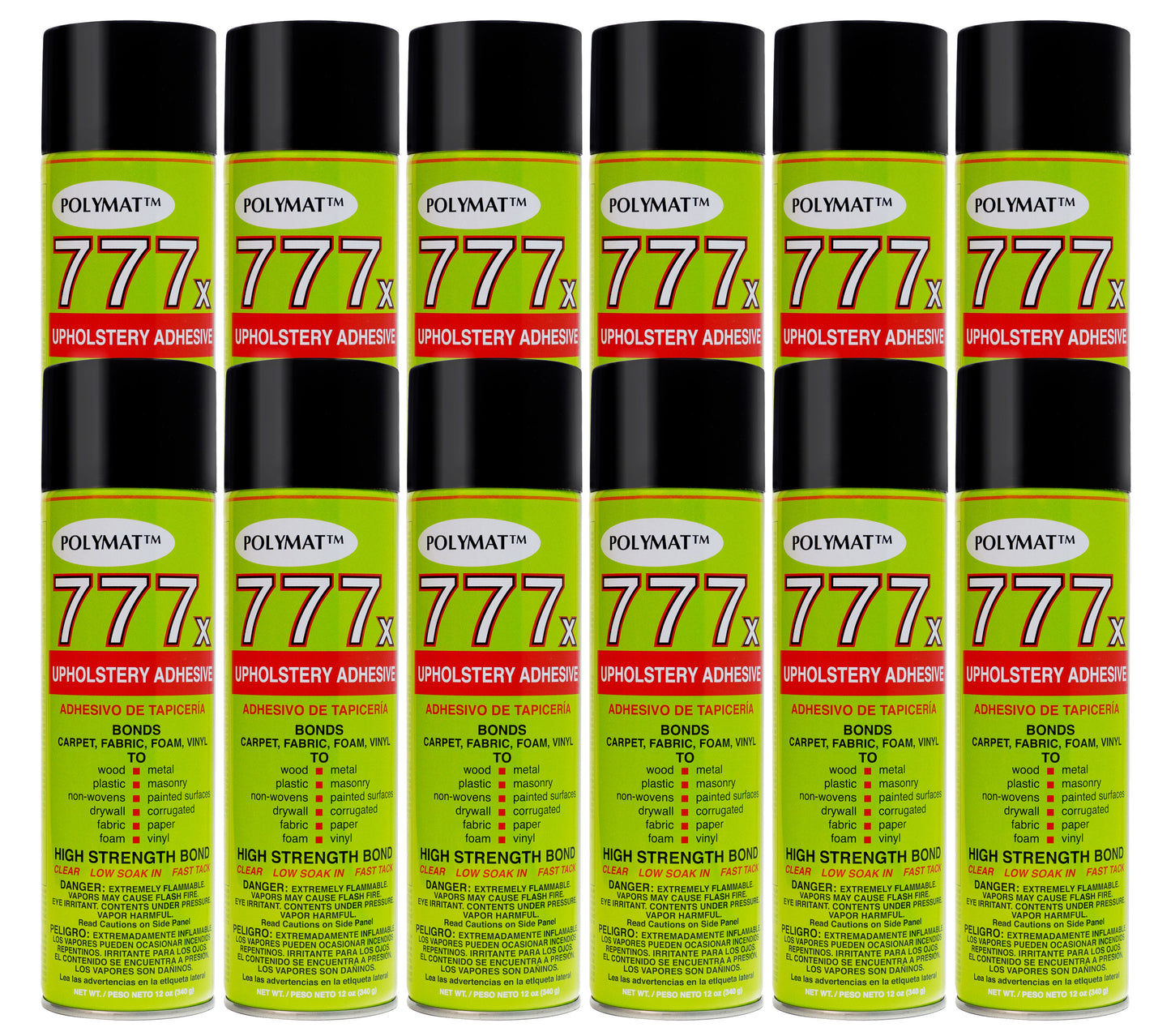 QTY 12: Polymat 777x Spray Glue Adhesive
