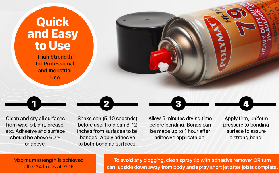 QTY 12: Polymat 797x Hi-Temp Spray Glue Adhesive