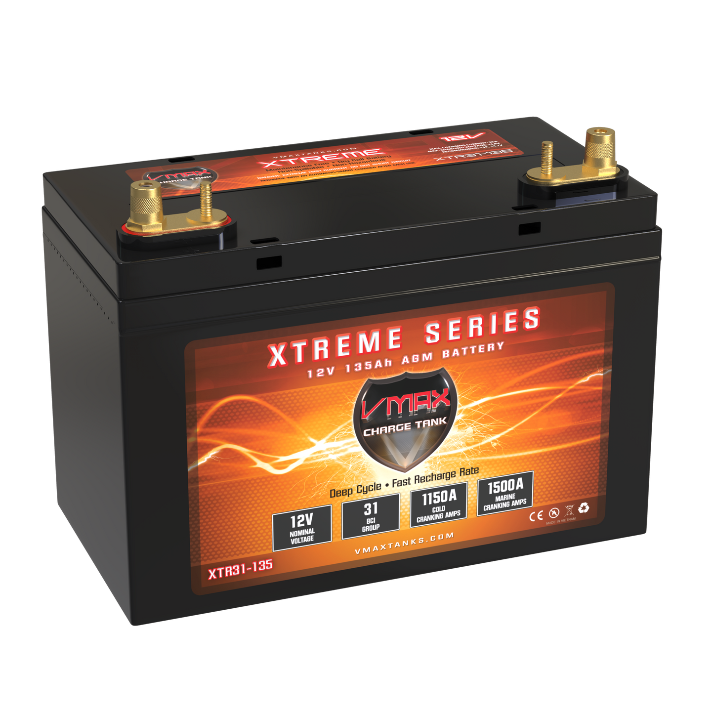 VMAXTANKS XTR31-135 12V 135Ah AGM Deep Cycle Battery