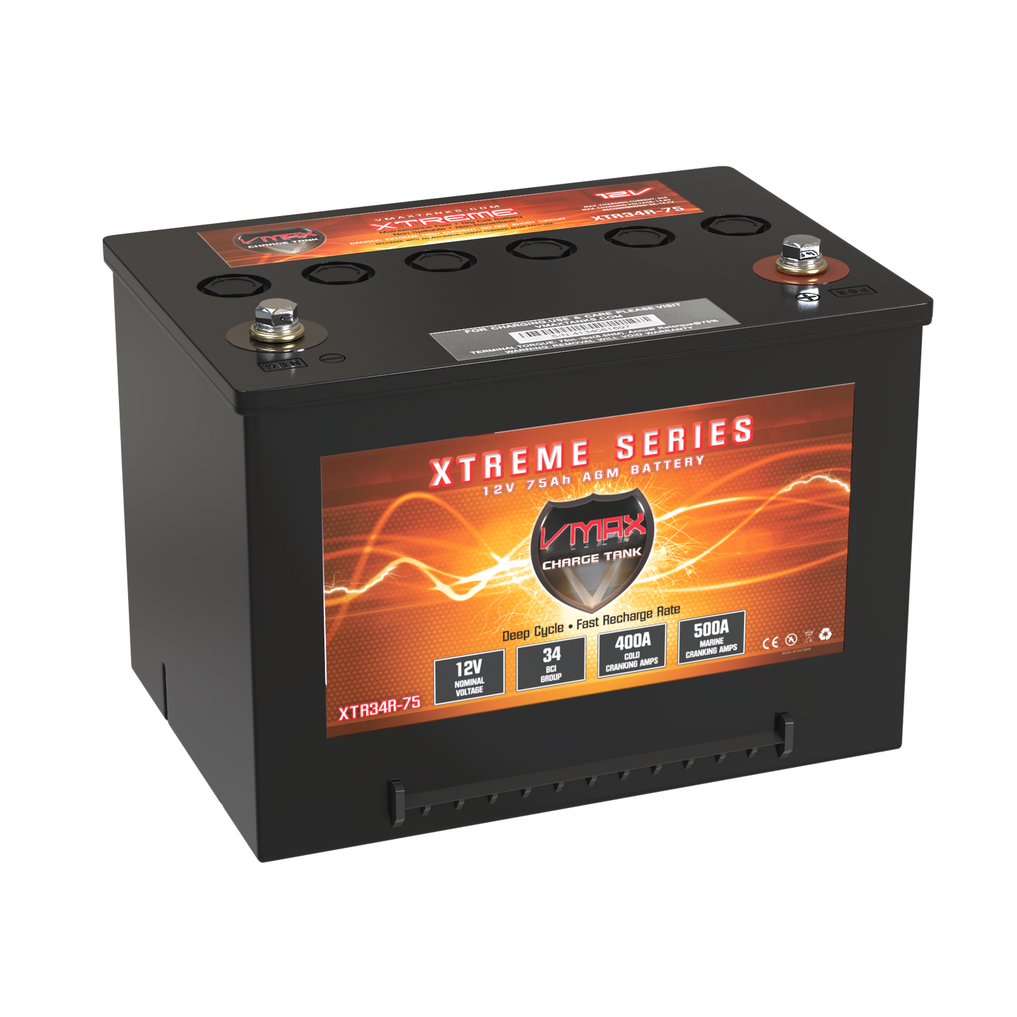 VMAXTANKS XTR34R-75 12V 75Ah AGM Deep Cycle Battery