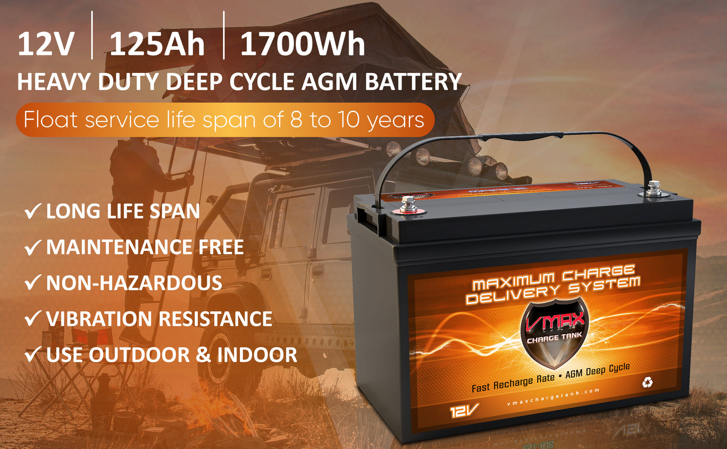 VMAXTANKS SLR125 12V 125Ah AGM Deep Cycle Battery