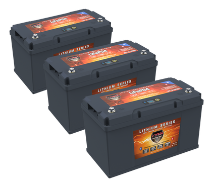 36V 100AH (3xLFP12100BH) LiFePO4 12V 100AH High Performance Battery Pack W/ Bluetooth