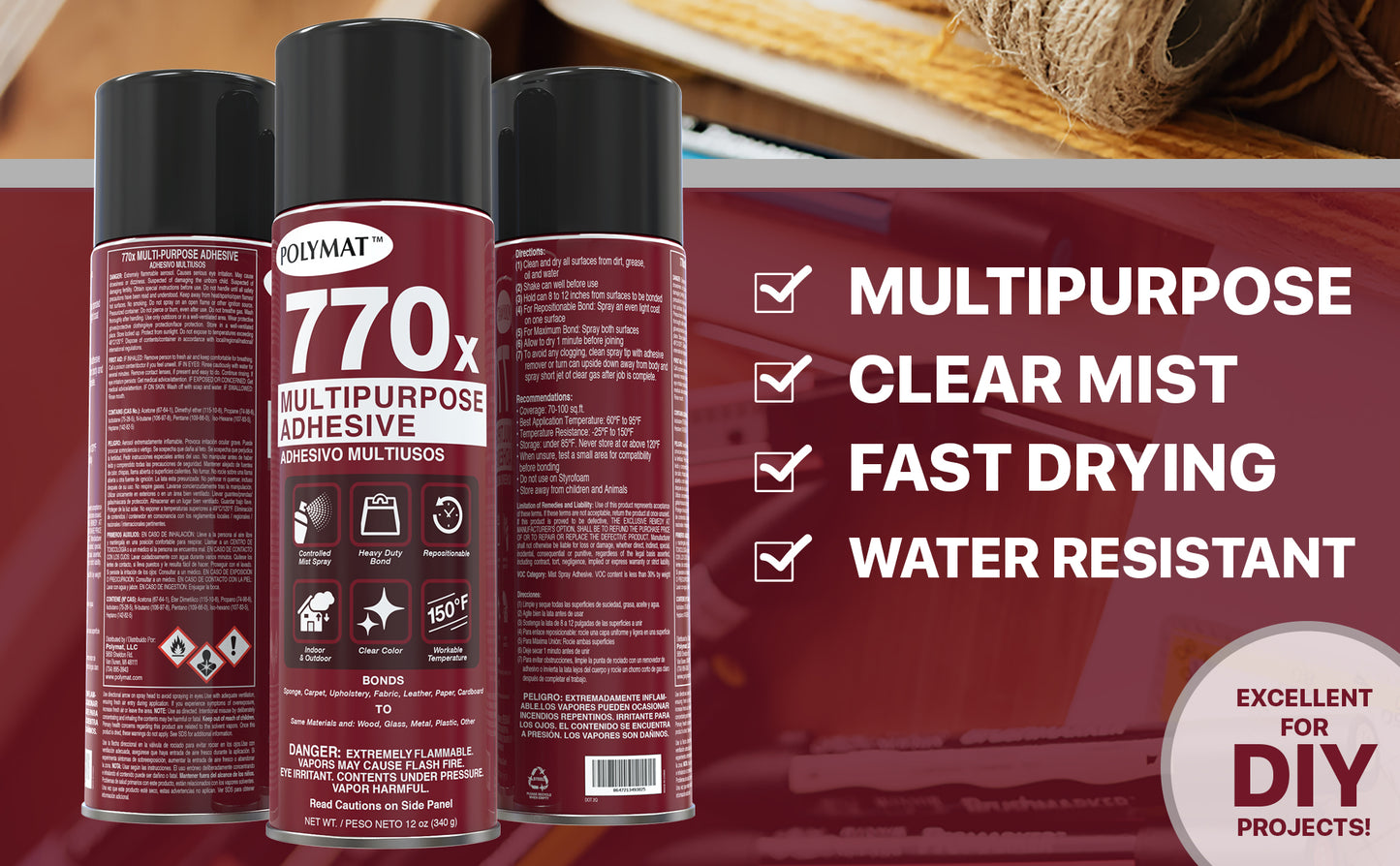 Polymat 770x Multipurpose Spray Glue Adhesive