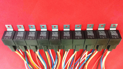 (100) 12V 40a relay+ (100) 5 wire socket harness SPDT