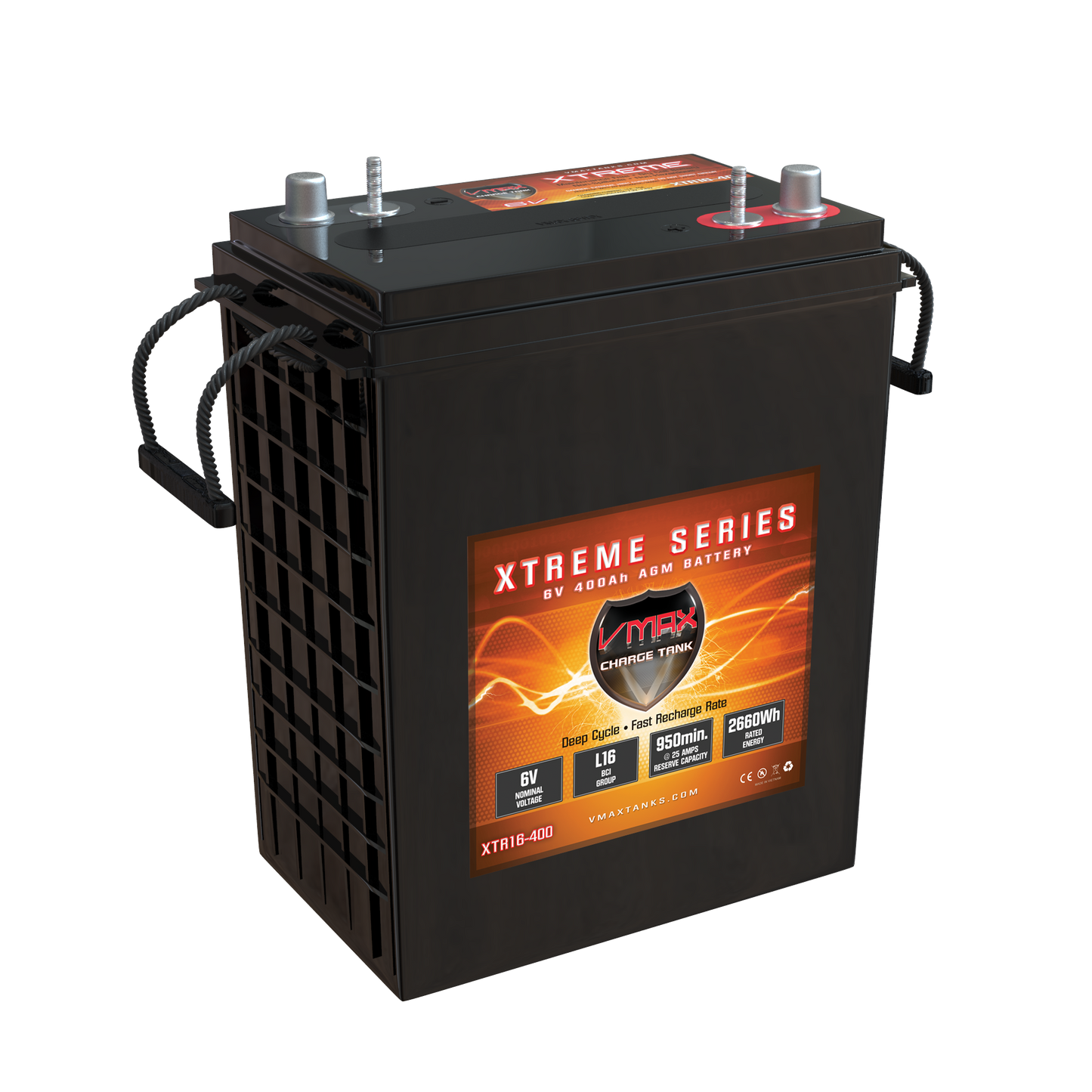 XTR16-400 Group L16 6 Volt 400AH Deep Cycle, XTREME AGM Sealed Lead Acid SLA 6V Battery