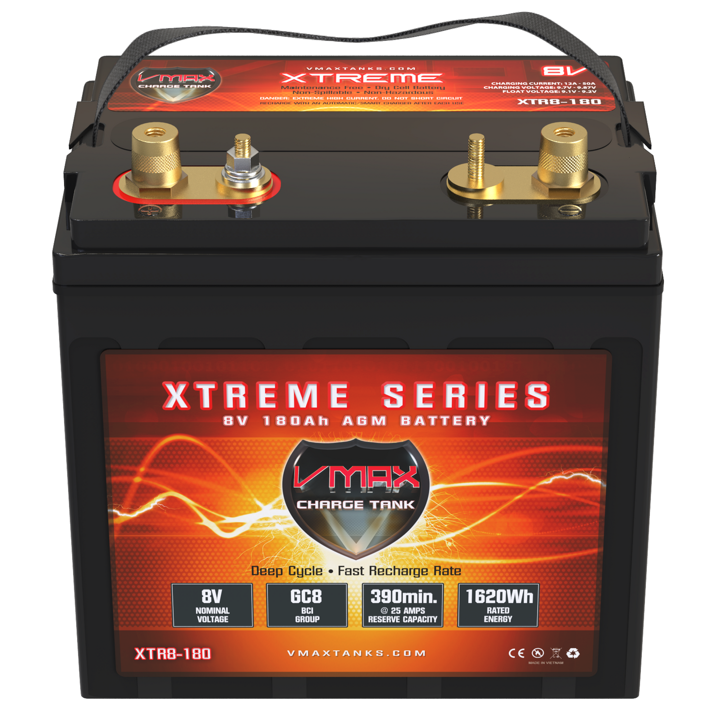 XTR8-180 8 Volt 180AH Deep Cycle, XTREME AGM GC8 Battery