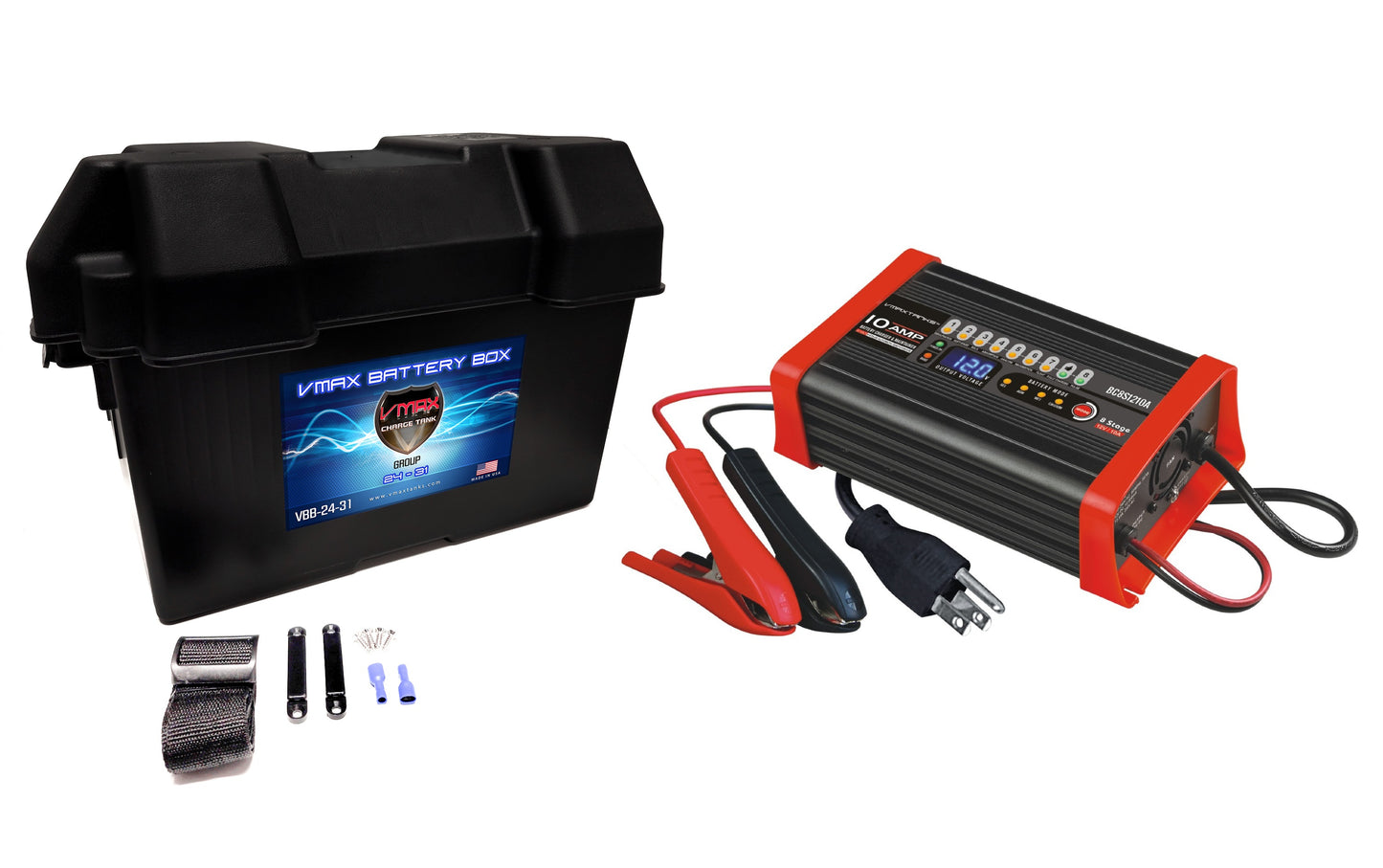 12 VOLT 10 AMP 8-Stage Smart Charger/Maintainer With Adjustable Battery Box