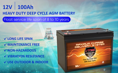 VMAX MR127-100 12V 100Ah AGM Deep Cycle Hi Performance Battery