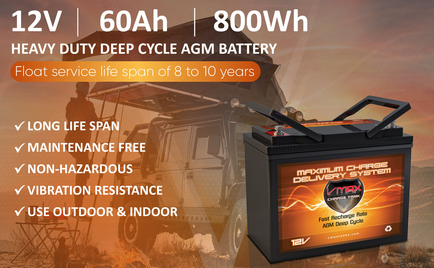 VMAX SLR60 12 Volt 60Ah AGM Deep Cycle Hi Performance Battery