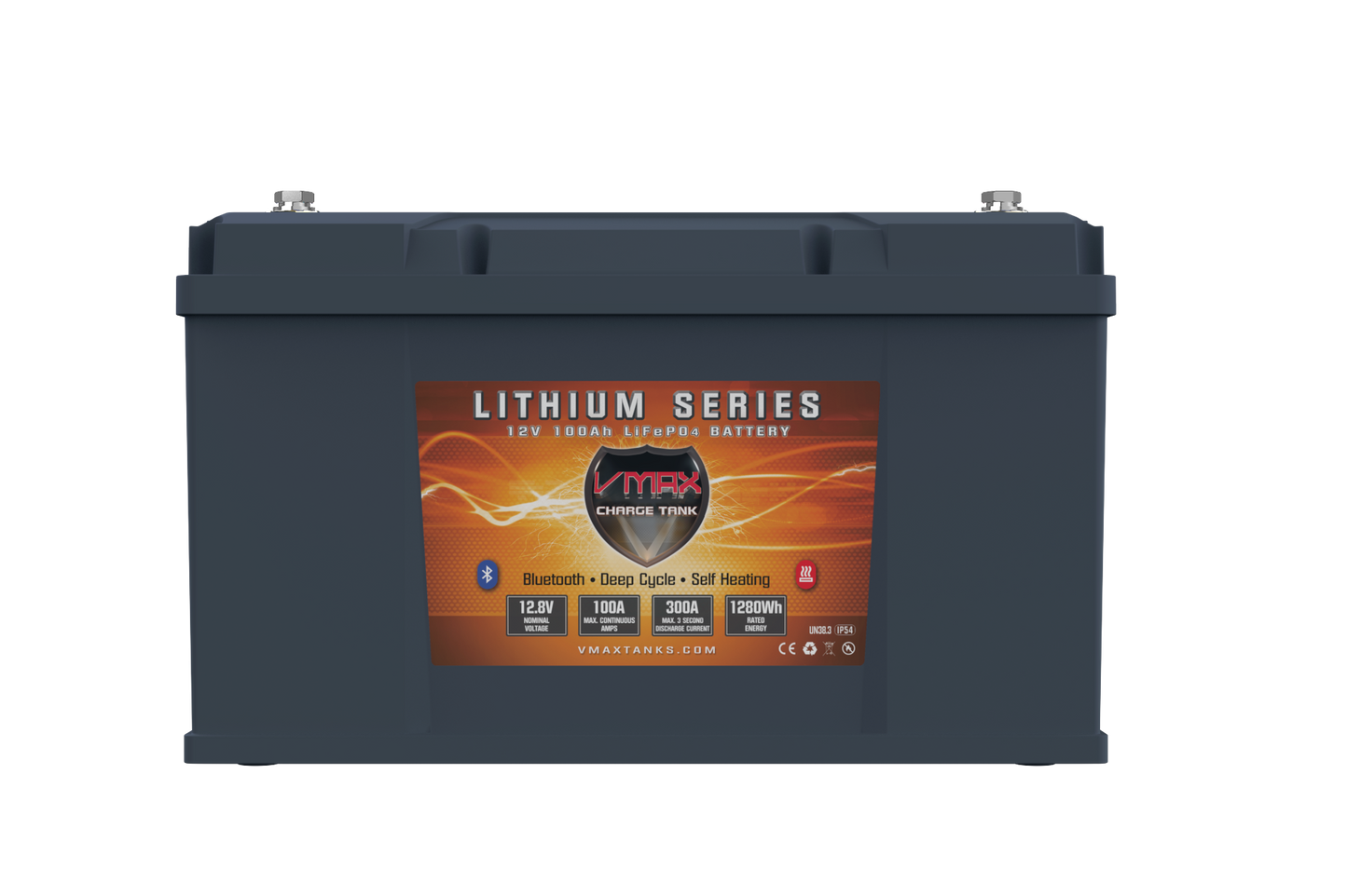 LFP12100BH LiFePO4 Li-Iron 12V 100AH Battery W/100A BMS/LED Display/BT/Heater