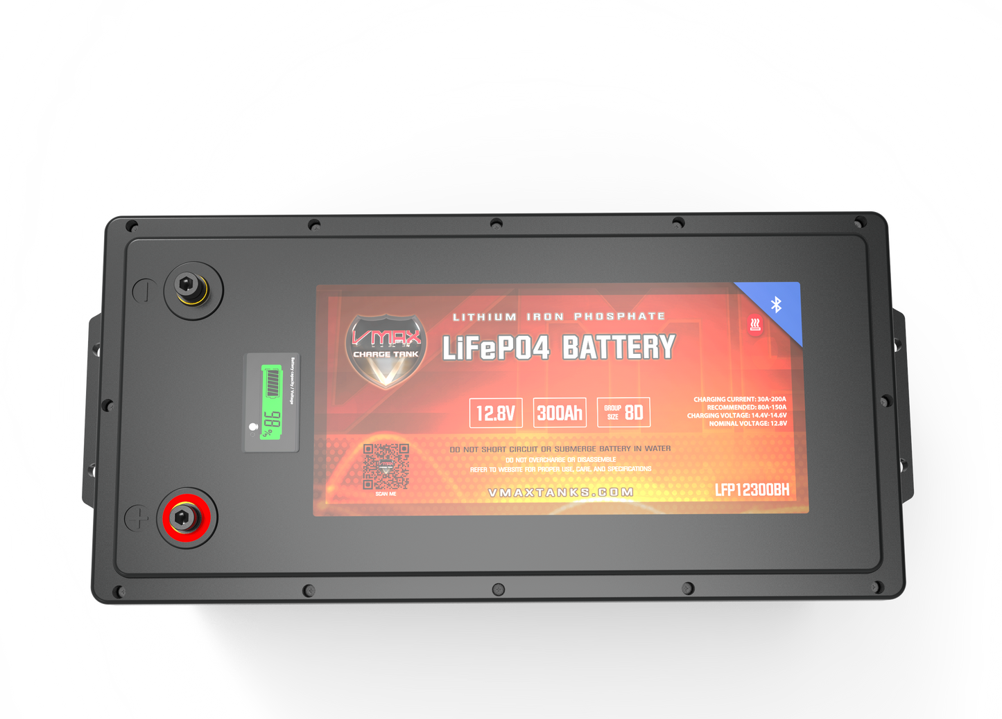 LFP12300BH LiFePO4 Li-Iron 12V 300AH Battery W/200A BMS/LED Display/BT/Heater