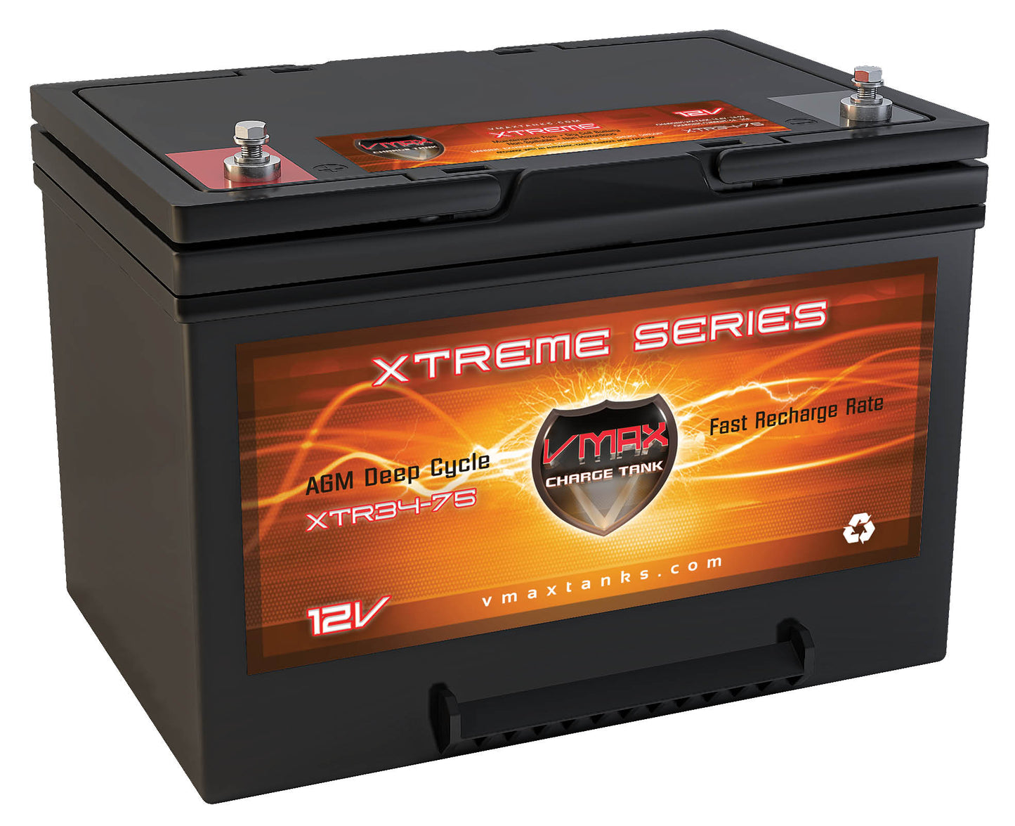 VMAX XTR34-75  12V 75AH  Deep Cycle, XTREME AGM Battery.